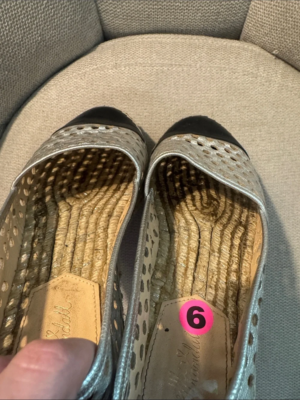 Loeffler Randall Mara champagne Perforated Slip-On Espadrille - Size 9